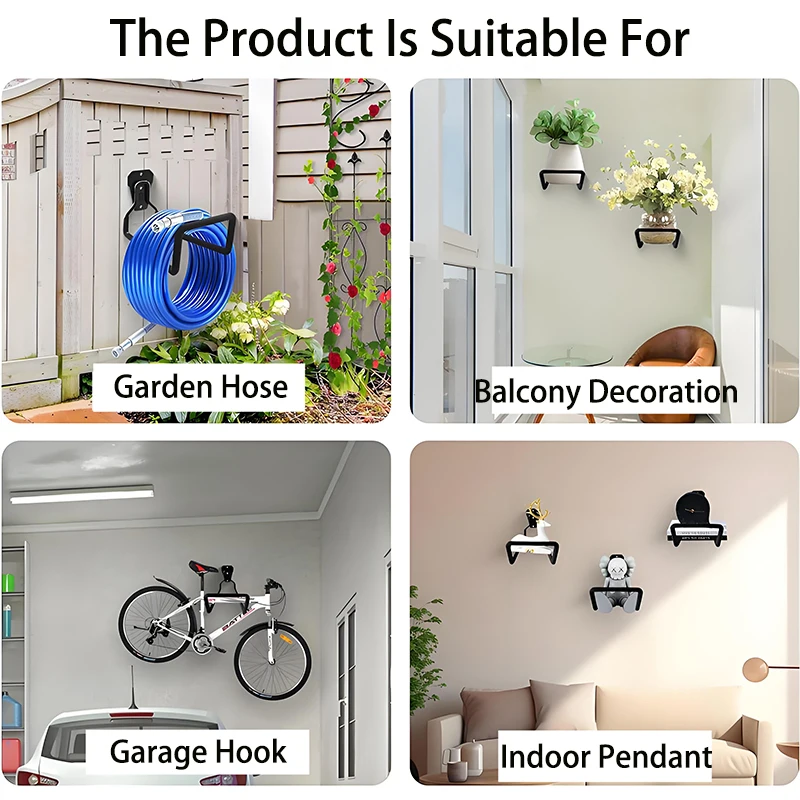 Car Metal Water Pipe Bracket Heavy-Duty Water Hose Hanger Wall Mounted Garden Hose Hook Outdoor Garage Storage Tool