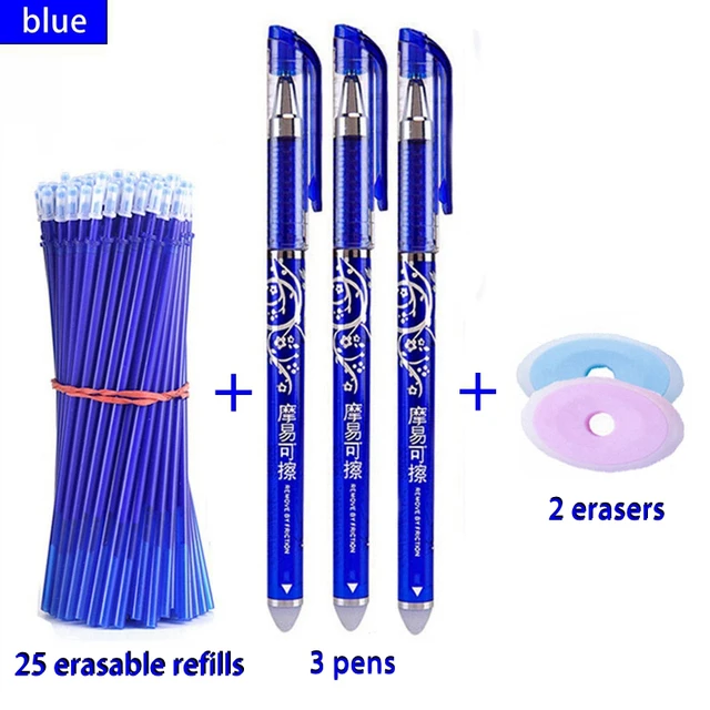 Haile 30 Pcs/set Cute Erasable Gel Pen Ballpoint Pens Rod 0.5mm Refills Blue/Black Ink Washable Handle School Writing Supplies blue 30 Pcs set F