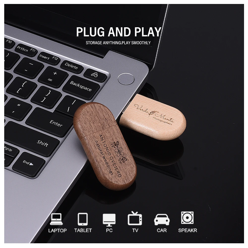 무료 맞춤 로고 나무 + 박스 USB 플래시 드라이브 펜 드라이브 4GB 16GB 32GB 64GB 128GB 메모리 스틱 U 디스크 웨딩 사진 촬영 선물