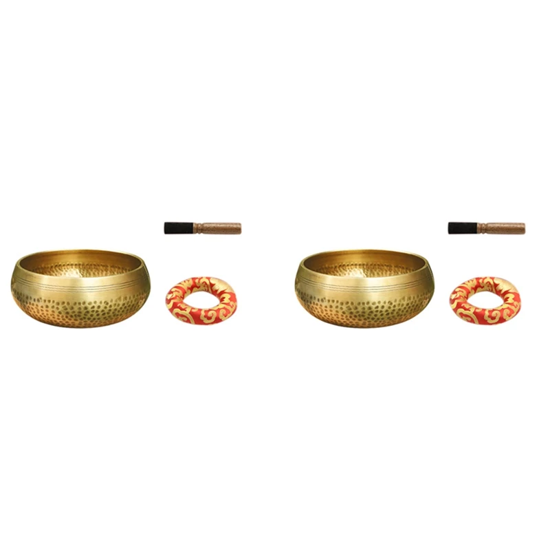 

2X Nepal Handmade Copper Tibetan Bowl Yoga Meditation Chanting And Buddhist Music Bowl