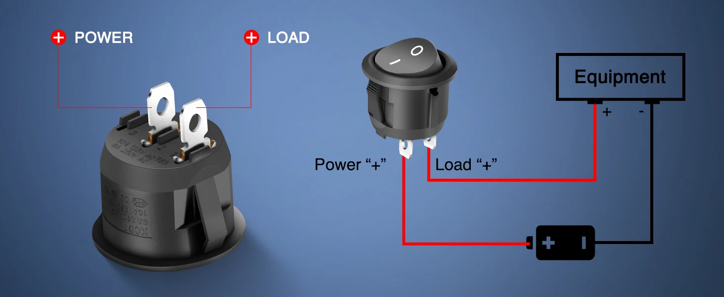 5 Stück Runder Wippschalter EIN/AUS SPST Schalterhalter 20mm 12V DC 2-polig Vorverdrahtet Wasserdichter Kippschalter-Gehäuse für Auto und Automobil – Detail 11