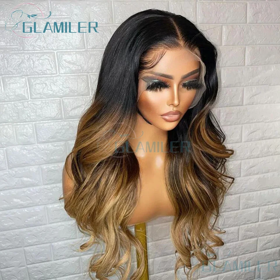 Pre-Plucked Ombre Blonde 5x5 Silk Top Closure Wigs Body Wave Remy Brazilian Hair Highlight 13x4 Silk Top Lace Frontal Wigs