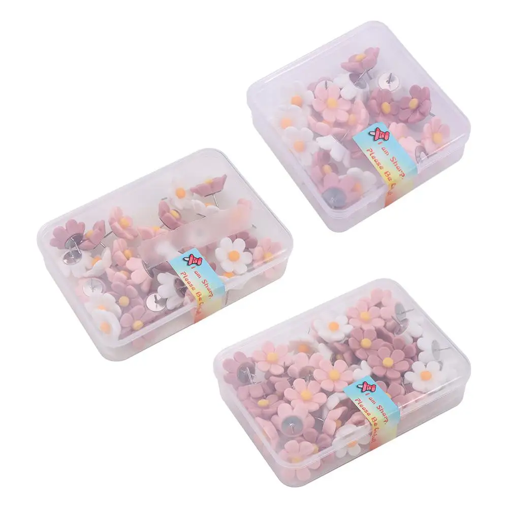 20/30/50Pcs 크리 에이 티브 6 꽃잎 꽃 푸시핀 사진 벽 장식 DIY 컬러 푸시 핀 수지 귀여운 보드 푸시 핀 코르크 보드