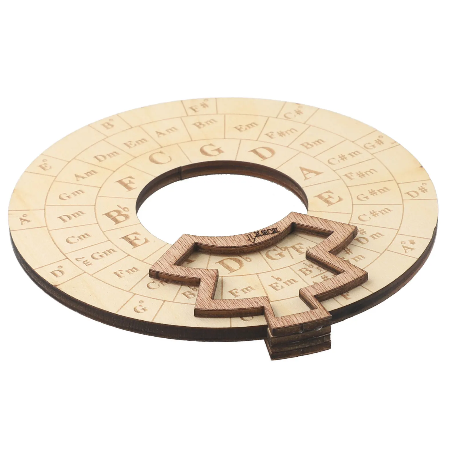 

Wooden Chord Wheel Circle Educational Melody Tool Musical Solid Construction Tool Universal Wooden Color Durable