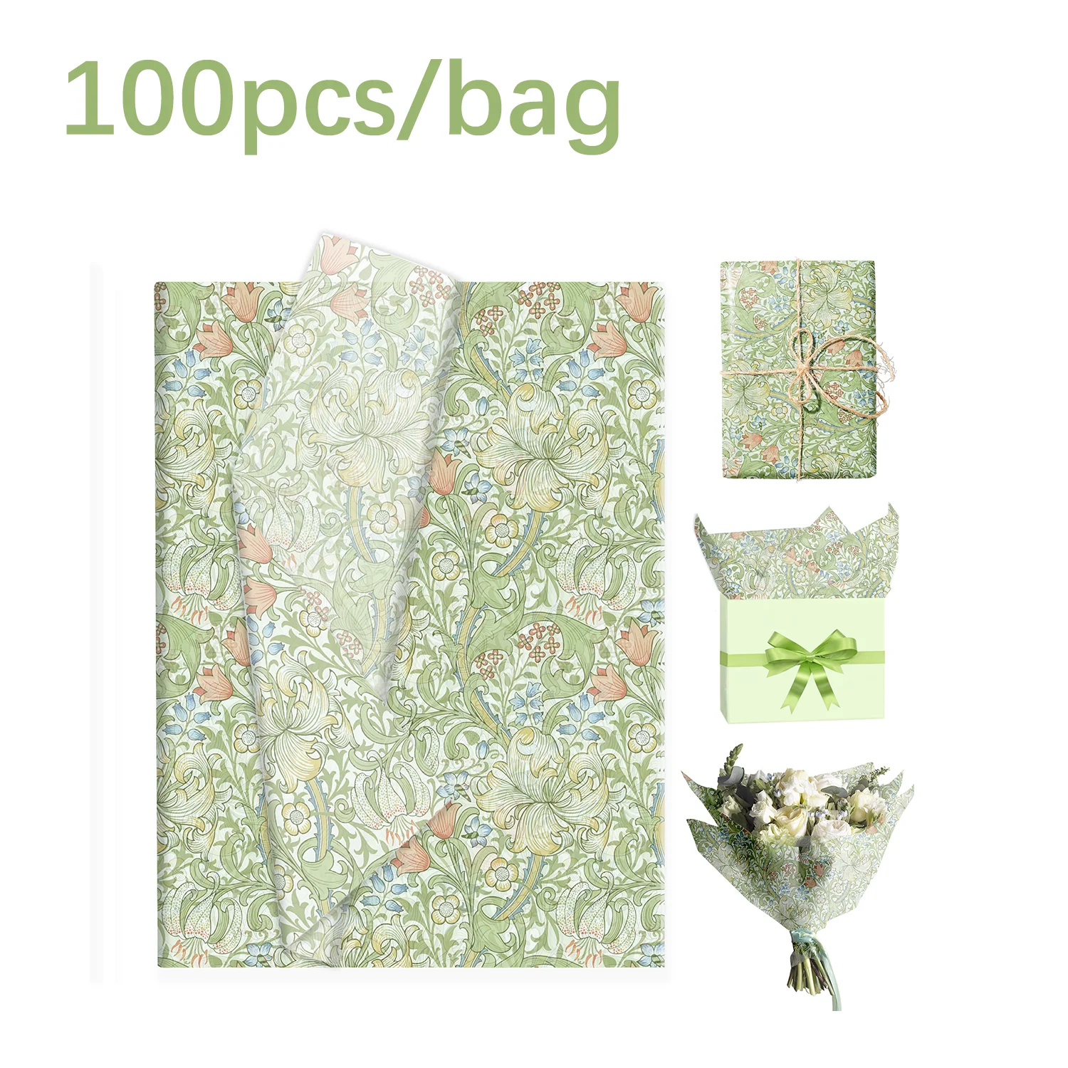 20/50/100 stücke Retro Floral Seidenpapier Geschenkpapier DIY Geschenkverpackung Papier Geburtstag Party Hochzeit Dekoration Lieferungen – Detail 10