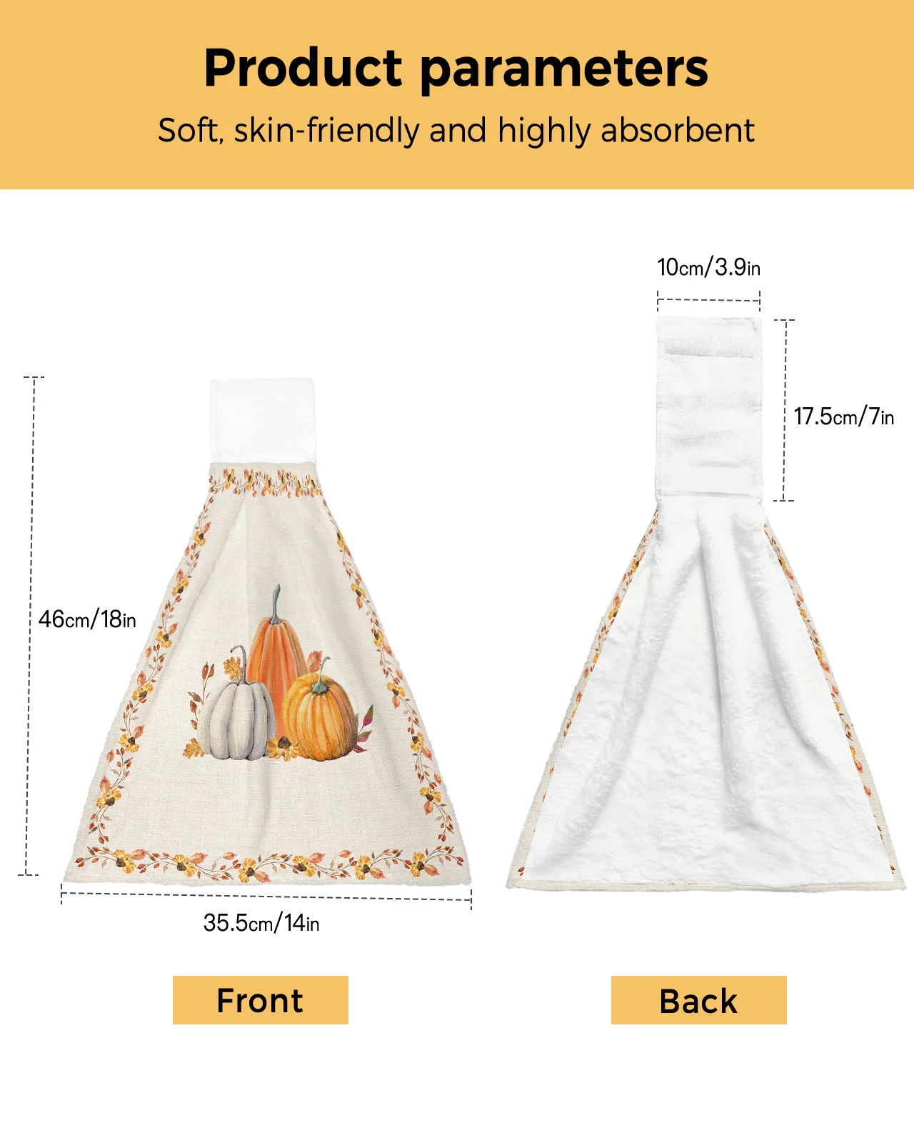 Autumn Pumpkin Maple Leaf Hand Towel Bathroom Supplies Absorbent Cloth Dishcloths Hanging Cloth Kitchen Accessories