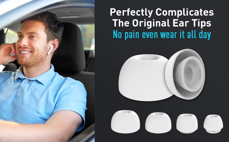 4 Pairs Replacement Ear Tips for Airpods Pro/Airpods Pro 2 Pad Earplugs Ear Caps with Noise Reduction with Portable Storage