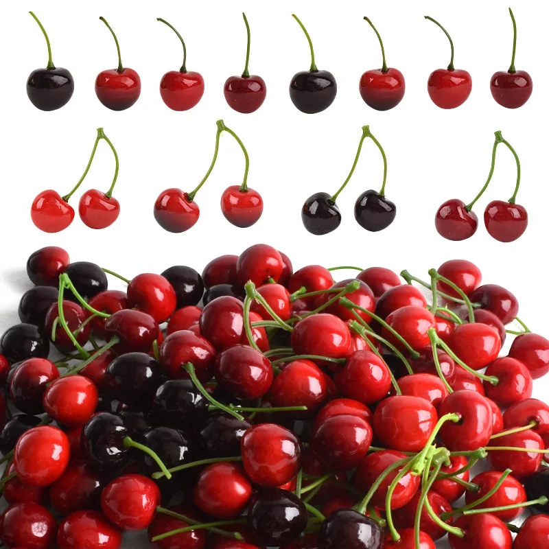 Red Cherry Foam Decoration Home Party Christmas Decor Kitchen Window Displays Fake Fruits Model Food Photography Props 20/10Pcs artificial fruits and vegetables