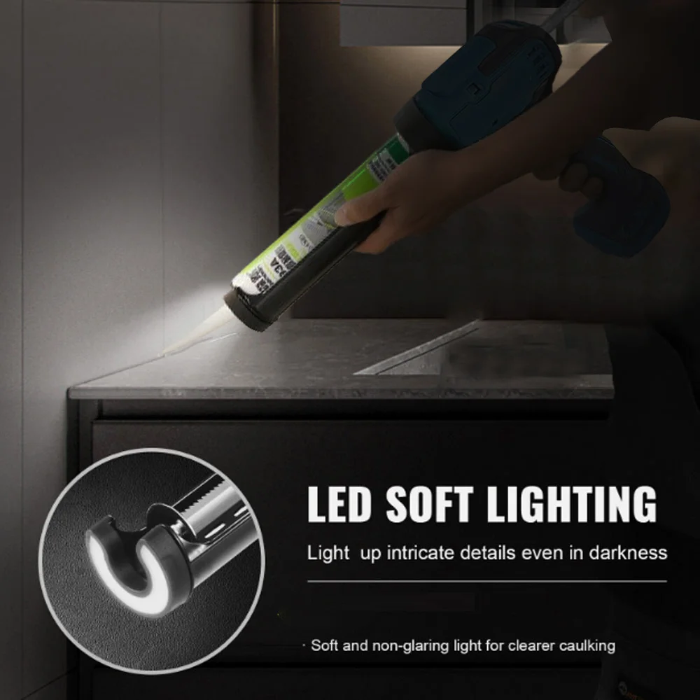 Electric Caulking Gun For Dewalt 20V 18V Battery 6 Gear Adjustable Speed Cordless Caulking Gun Glass LED Electric Silicone Gun