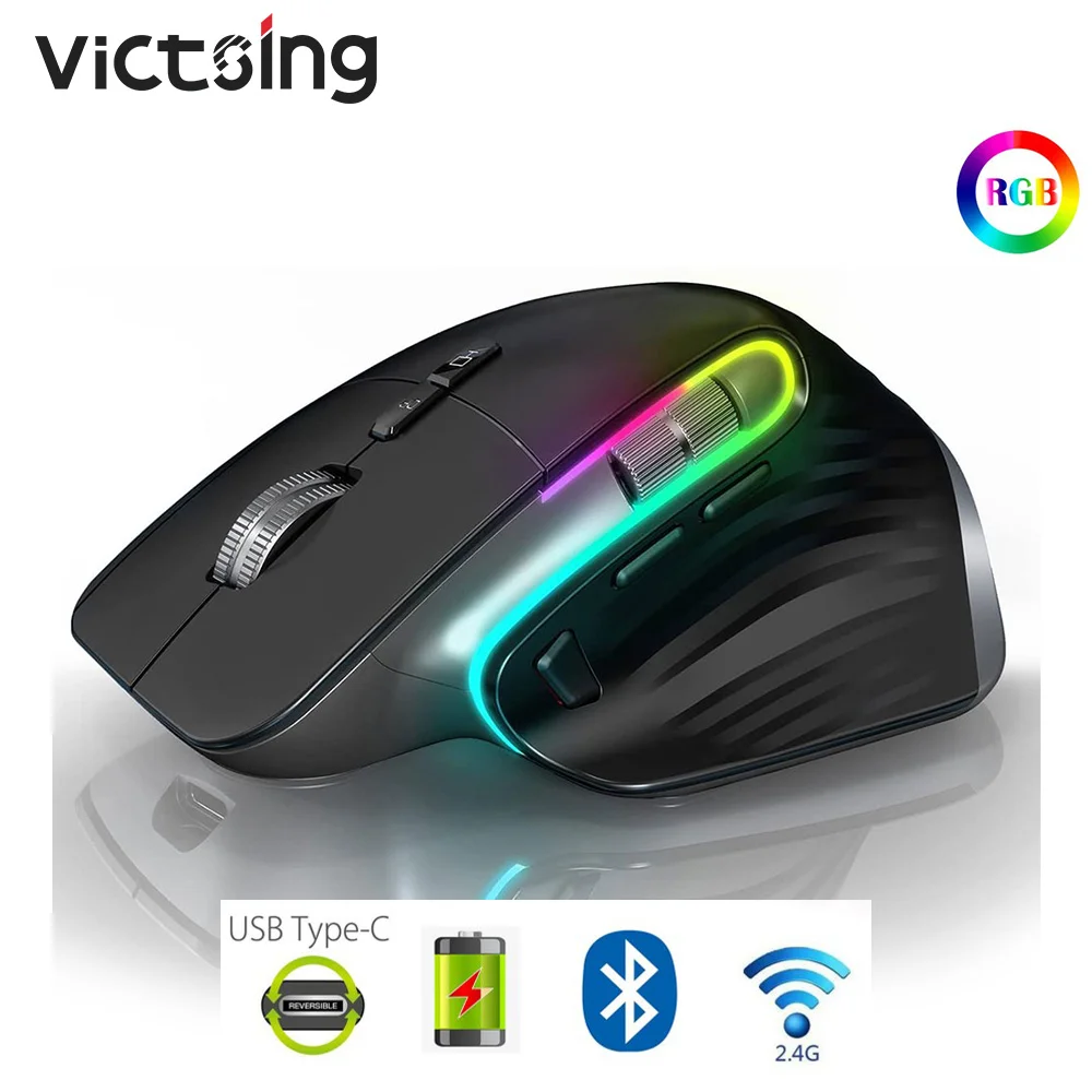 VT M10-Souris filaire/sans fil Bluetooth/2.4G, aste, silencieuse