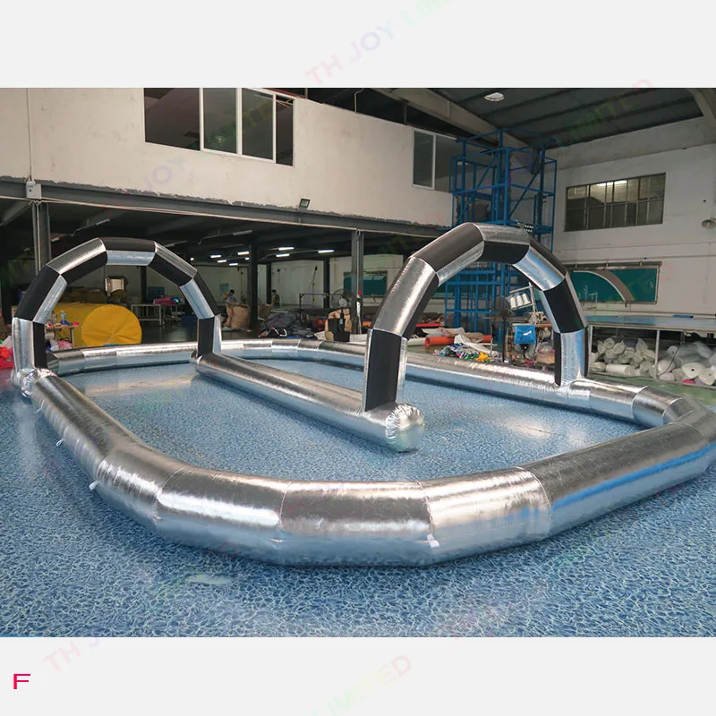 Free Air Shipping 10X6M Outdoor Customized Riding Toys Bumper Car Zorb Ball Racing Court Inflatable Go Kart Race Track 3