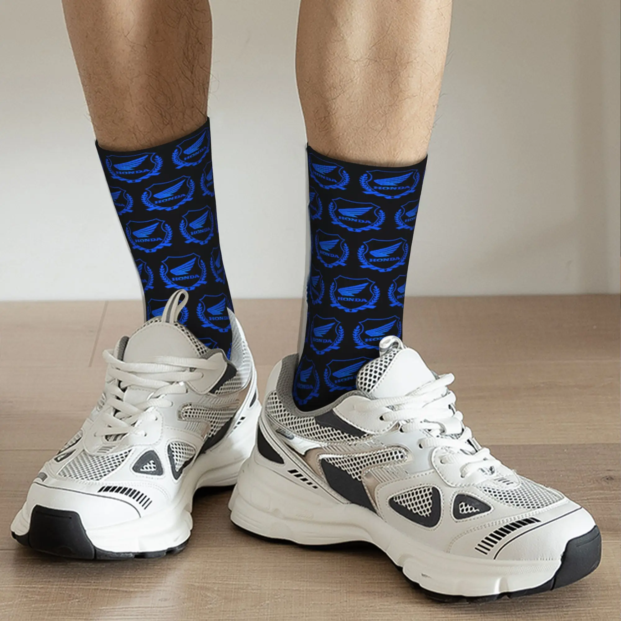 Custom Cool Printing H-Hondaes Racing Motocycle Socks for Men Women Stretch Summer Autumn Winter Logo Crew Socks for cycling socks, winter socks