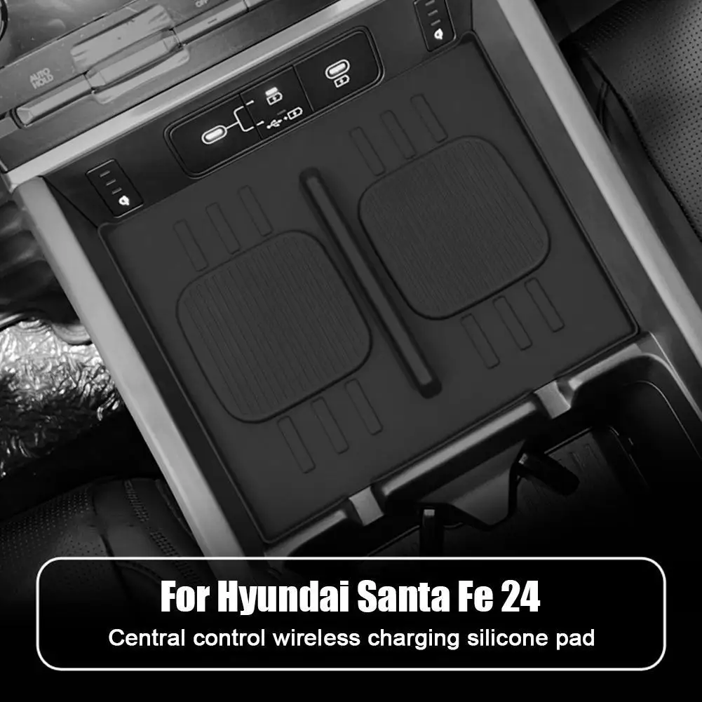 Wireless Car Charger for Hyundai Santa Fe Model Silicone Non-slip Charging Mat Silicone Protective Pad for Safe Charging
