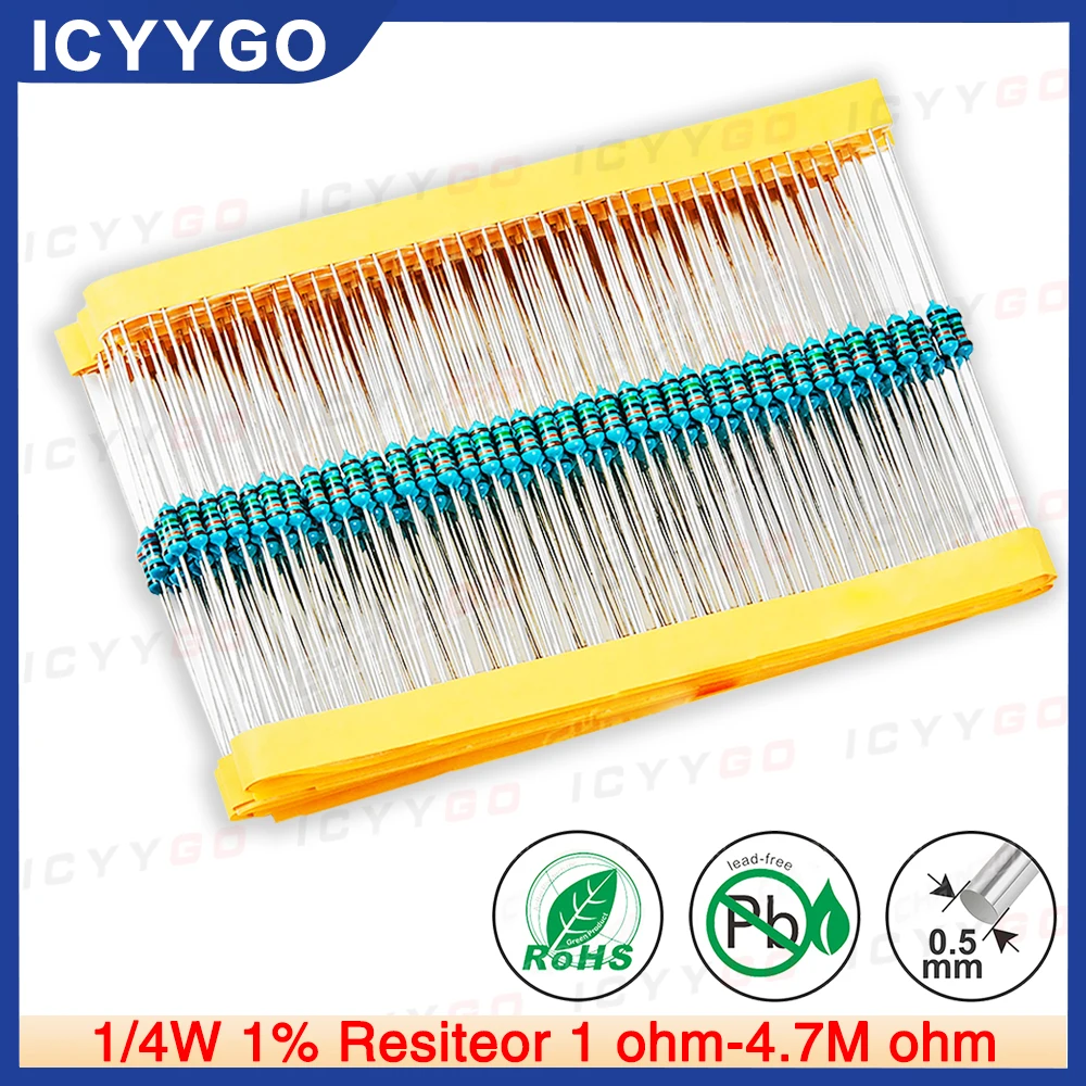 

1/4W 1% High Precision Metal Film Resistors Kit 1 100 200 220 330 470 1K 4.7K 15K 10K 20K 22K 47K Ohm Resistance Assortment Set