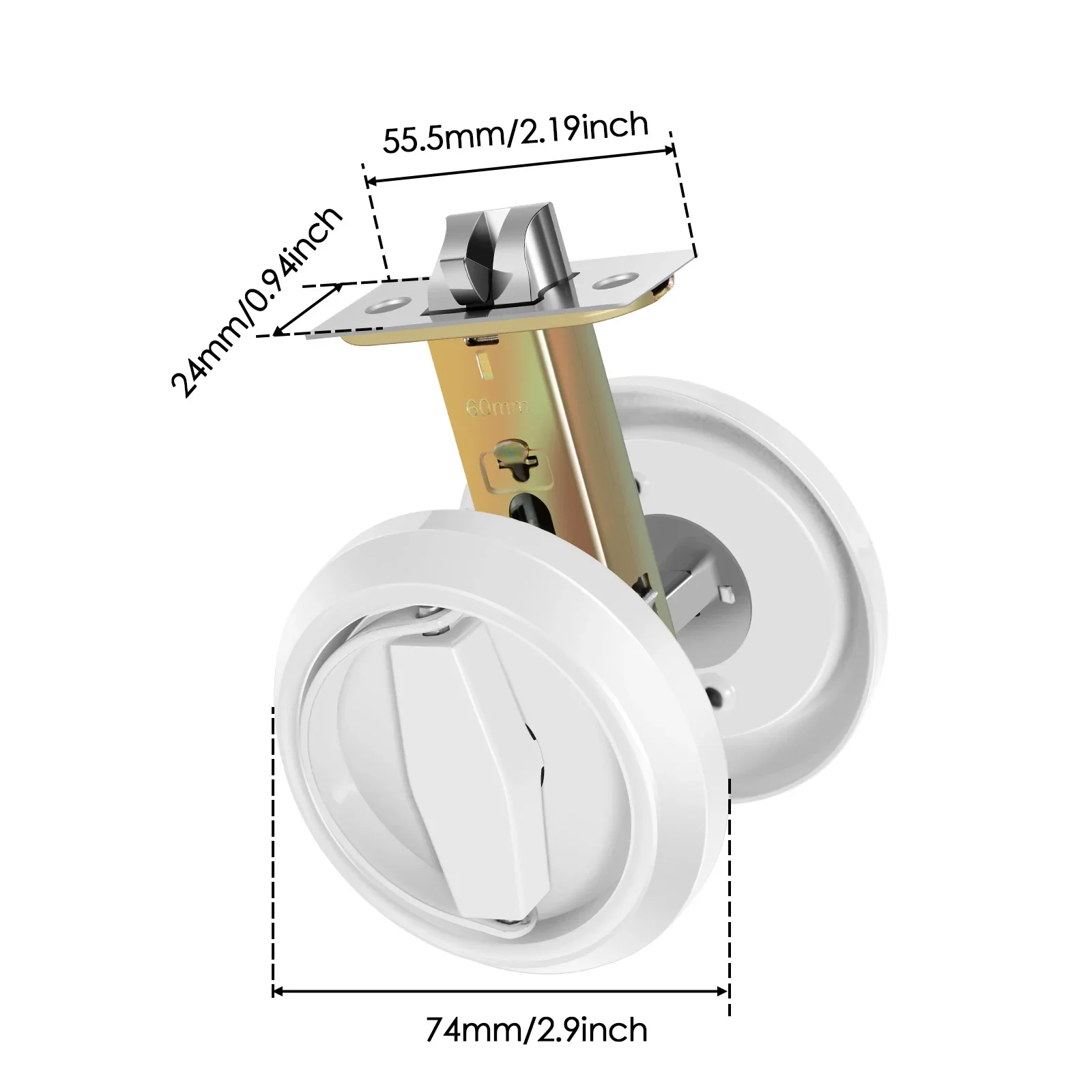 Recessed Door Lock 304 Stainless Steel Rustproof Hidden Door Handle Lock Keyless for Sliding Recessed for Living Bedrooms