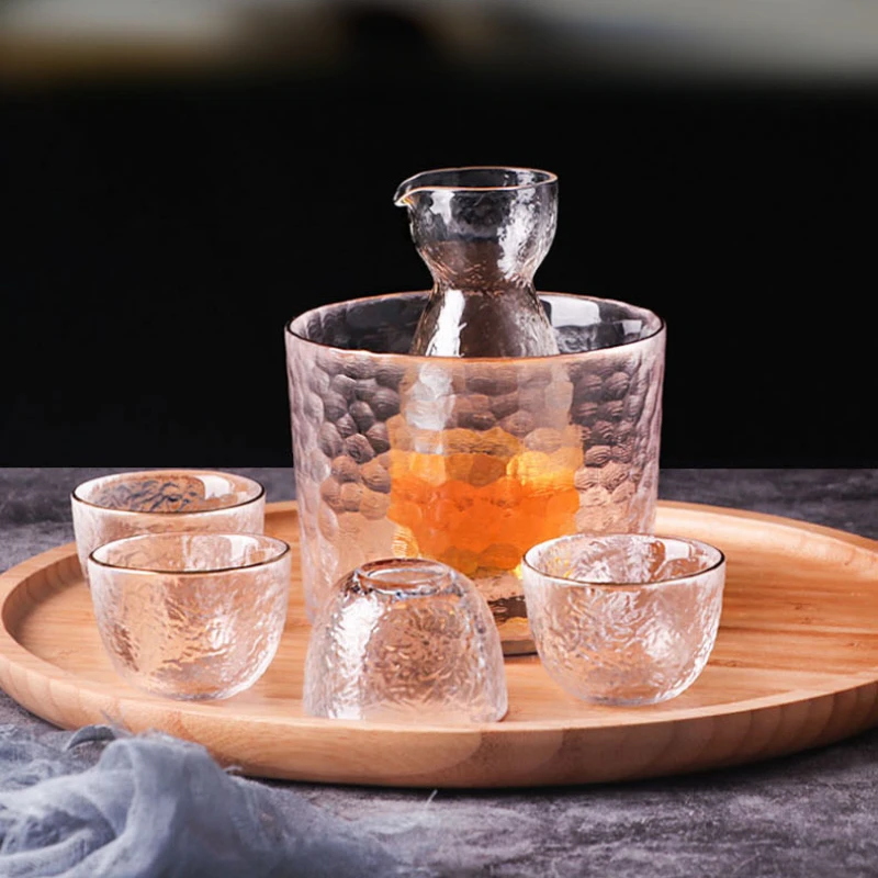 Japanese Style Sake Glasses Cup Set Creative Transparent Tea Cups Wine Accessories Sake Pot Cup Wine Whisky Shot Set New