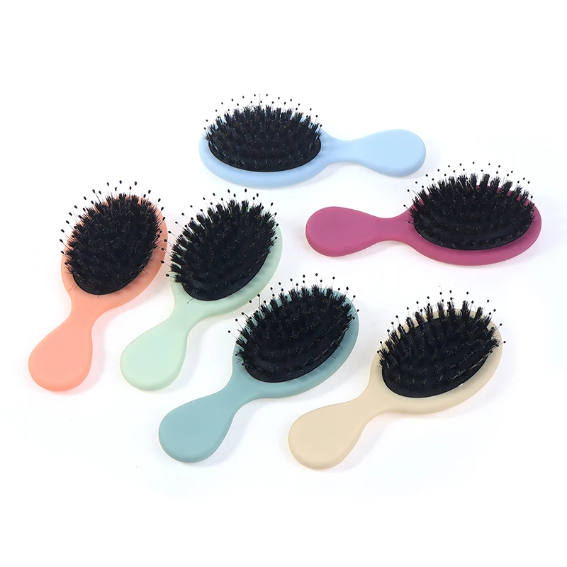 1PC Oval Boar Bristle & Nylon Hair Comb Mini Anti-static Hair Scalp Massage Comb Hairbrush Salon Care Brush Styling Tool