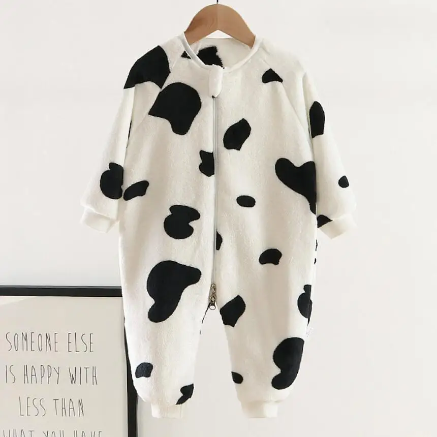 Coral Velvet Pajamas For Boys Girls Thick Flannel Onesies Toddles Warm Jumpsuits Kids Cartoon Blanket Autumn Winter Sleepwear