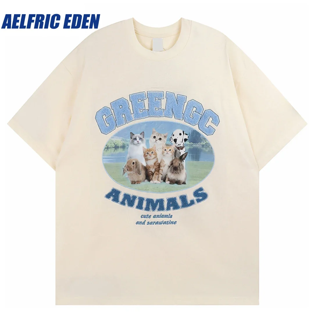 

Aelfric Eden Animal Family Dog Cat Rabbit Graphic T-Shirt 2023 Men Streetwear Tshirt Cotton Harajuku T Shirt Summer Hip Hop Tees