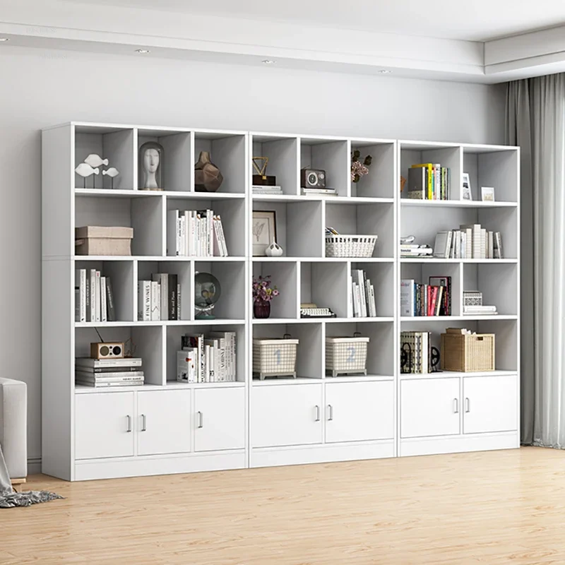 Children's Bookcases Floor Living Room Rack Bedroom Storage Shelf Modern Home Small Bookshelves with Door Narrow Cabinet C