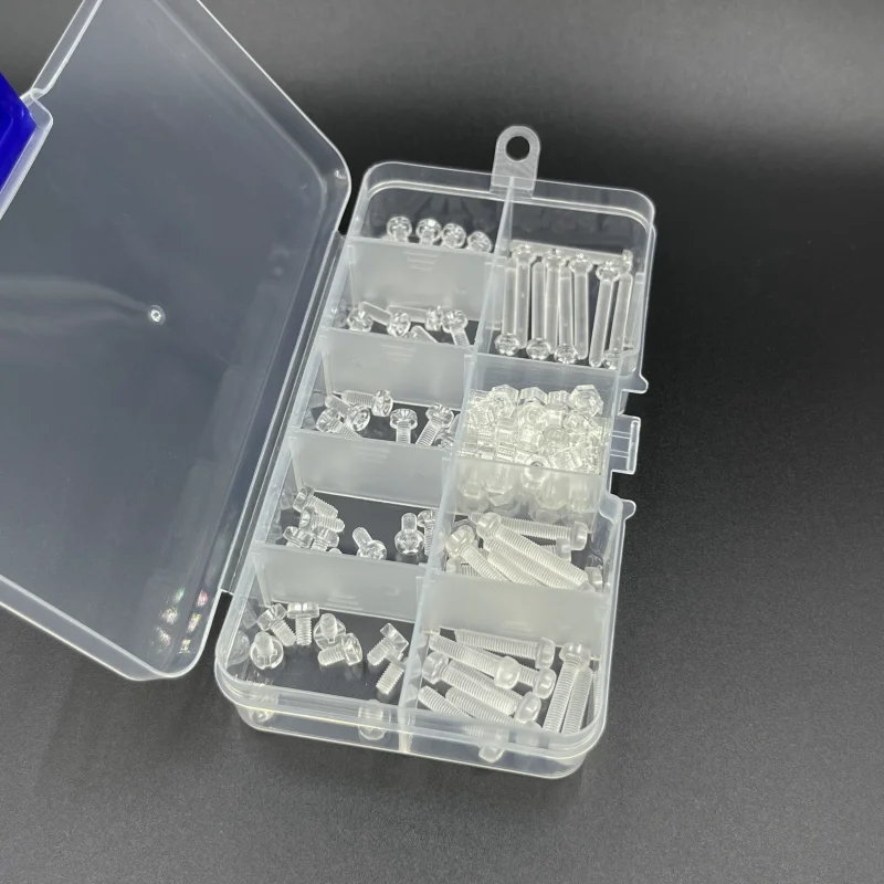 Screw Bolt Nut Set 160Pcs/sets Acrylic Clear transparent Plastic Nylon M3 Diameter 3mm Round Pan Phillips Cross Head Screw Bolt with Hex Nut