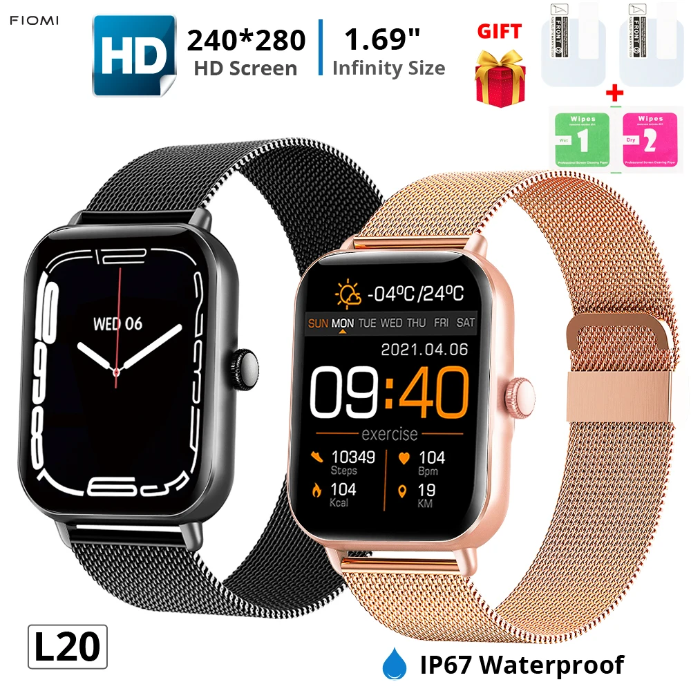 

FIOMI L20 Smart Watch Men 1.69 inches HD Smart Bracelet X35 Women Watches Blood Pressure Heart Rate Waterproof sports pedometer