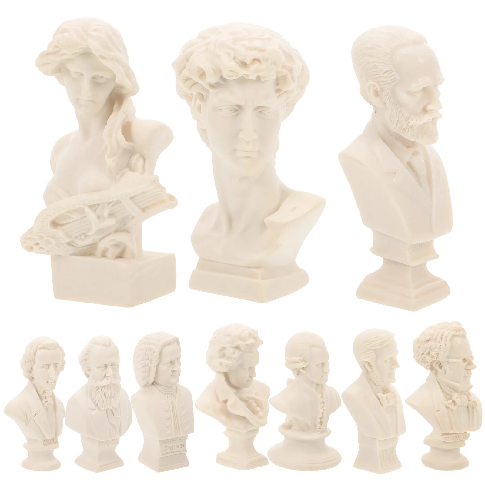 

10 Pcs Small Plaster Statue Gypsum Sculpture Decor Tool Sketch Practice Figurine Resin Mold Drawing Model Solid Ornament