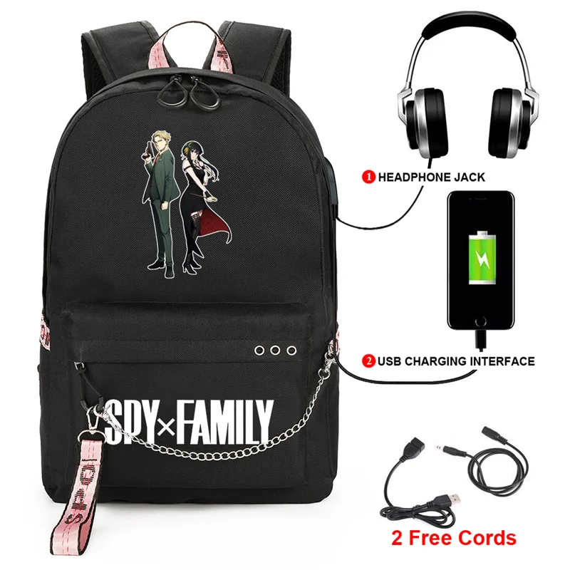 

Spy x Family Twilight Backpack with USB Charging Port Cute Anya Cosplay Bookbag for Boys Girls Back to School Mochila