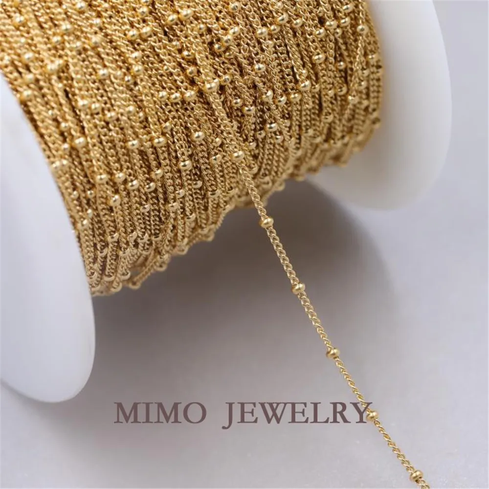 

USA 14K Gold Filled bean chain Side chain with gold plated bright gold loose chain DIY material