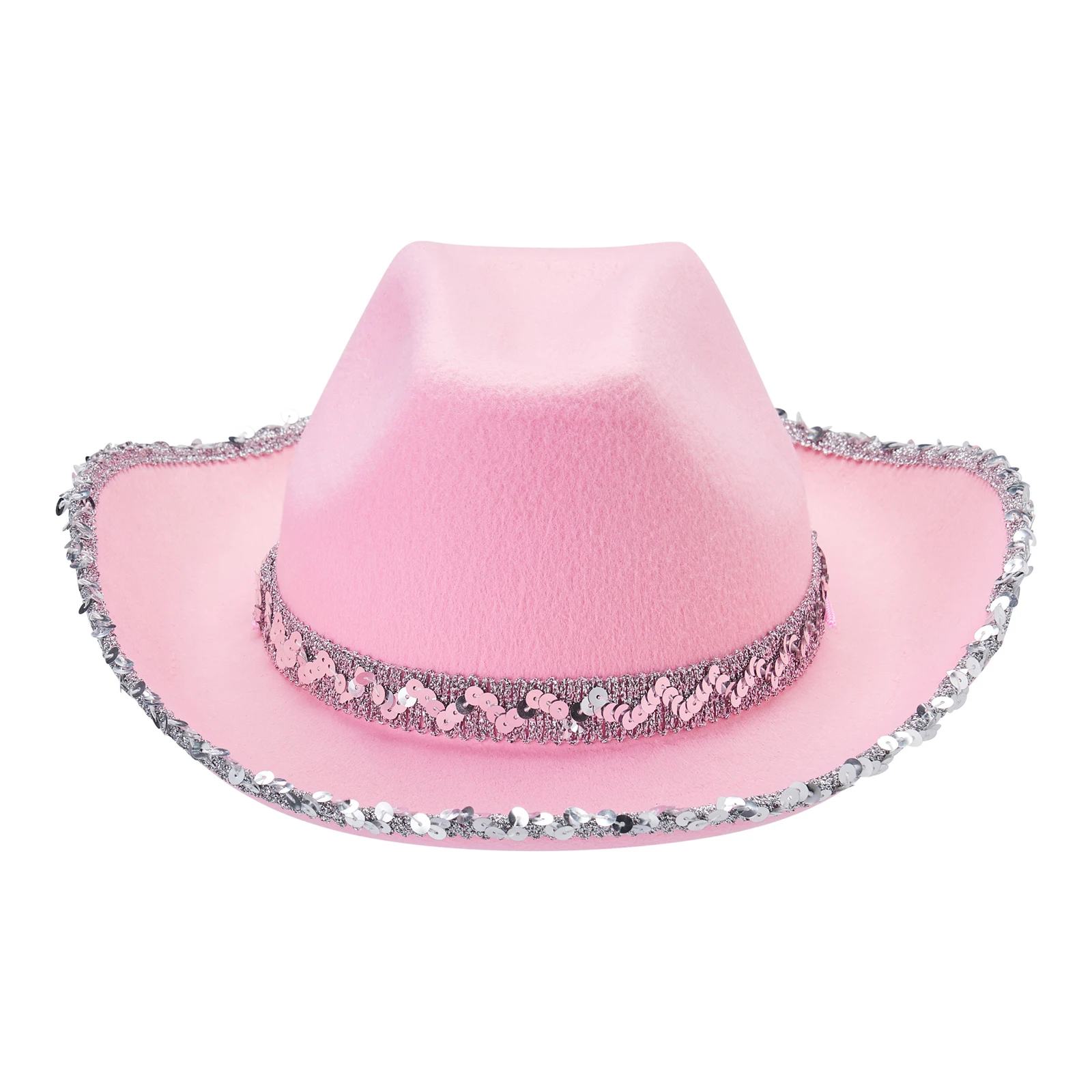 Furry Cowgirl Hats Women Rhinestone Cowboy Hats Wide Brim Western Style Birthday Party Supplies