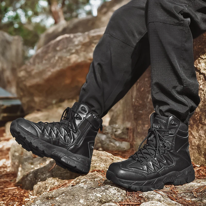 Bottes De Randonnée Hautes Homme/femme - Antidérapantes, Imperméables, Style Militaire, Pour Trekking Et Hiver