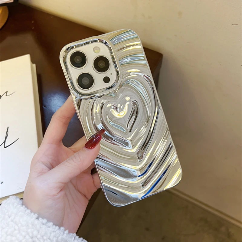 IPhone用3Dラブハートケース,耐衝撃性ソフトケース,レトロ