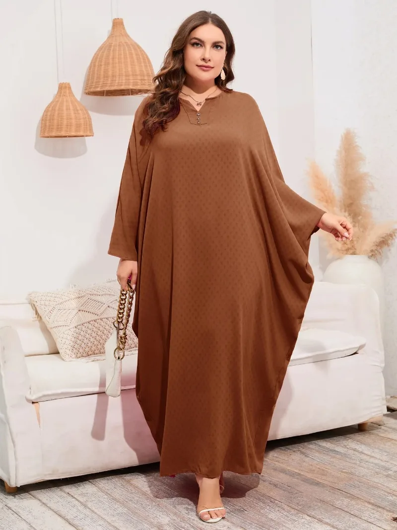 

Eid Muslim Long Dress for Women Muslim Bat Sleeve Loose Robe Caftan Abaya Vestidos Party Abayas Ramadan Kaftan Jalabiya 2024