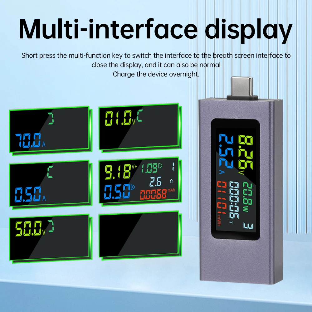 Multi-Function USB-C Voltage & Current Power Meter Tester
