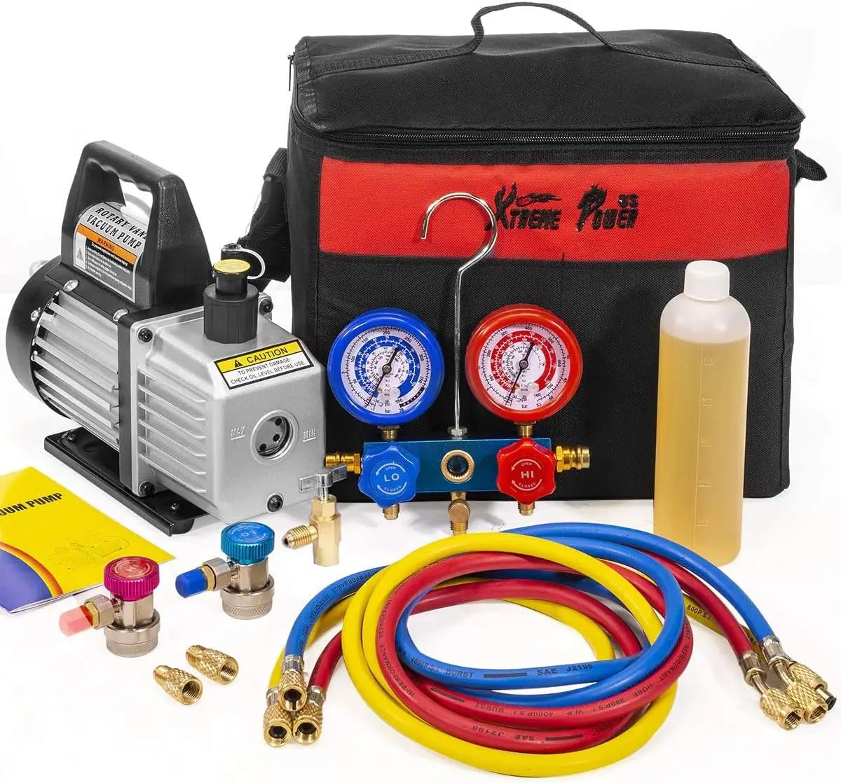

XtremepowerUS 3CFM 1/4 HP вакуумный насос, ОВК R134a R12 R22 R410a A/C манометр для холодильного коллектора переменного тока