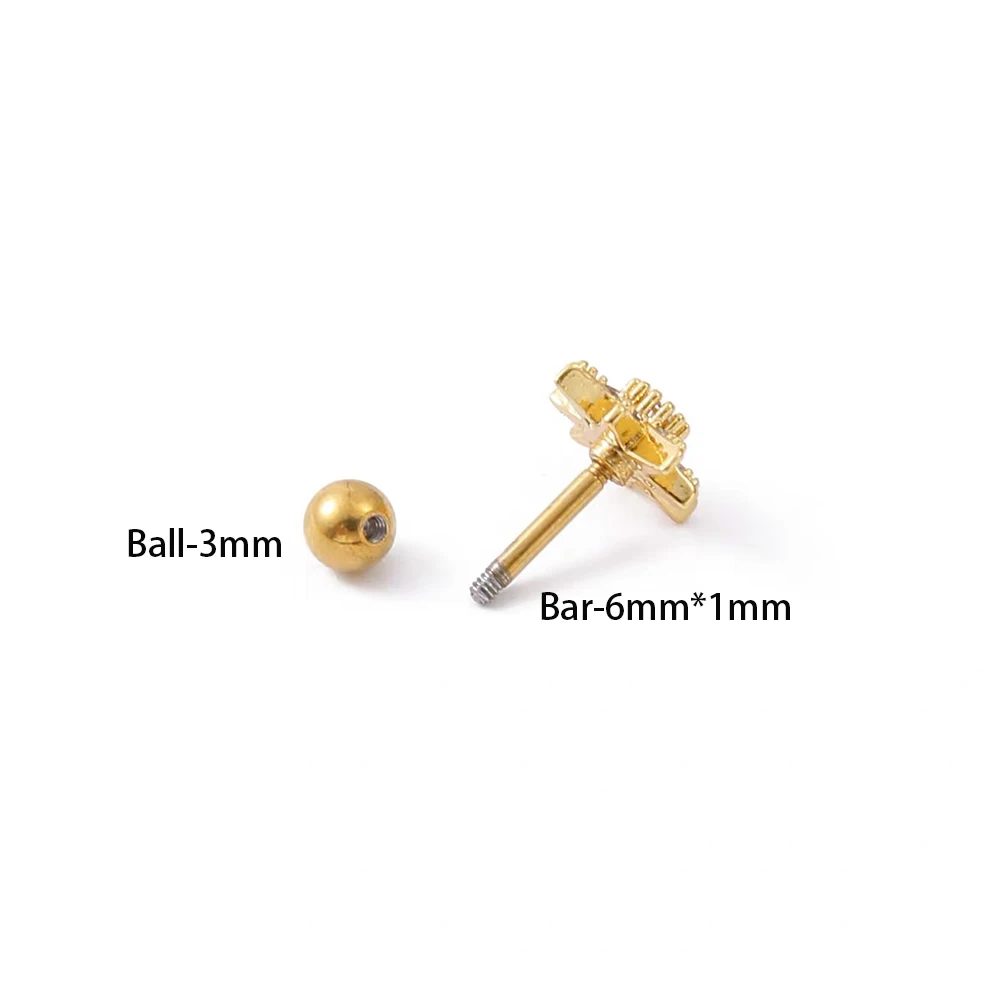 Stainless Steel Mini Zircon Stud Earring Women Gold Color Helix Ear Studs Tragus Cartilage 1 Piece stud earrings