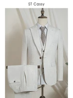 Turkish style high quality luxury full men's suit elegant leisure beige banquet luxury man jacket  Slim-Fit  business office