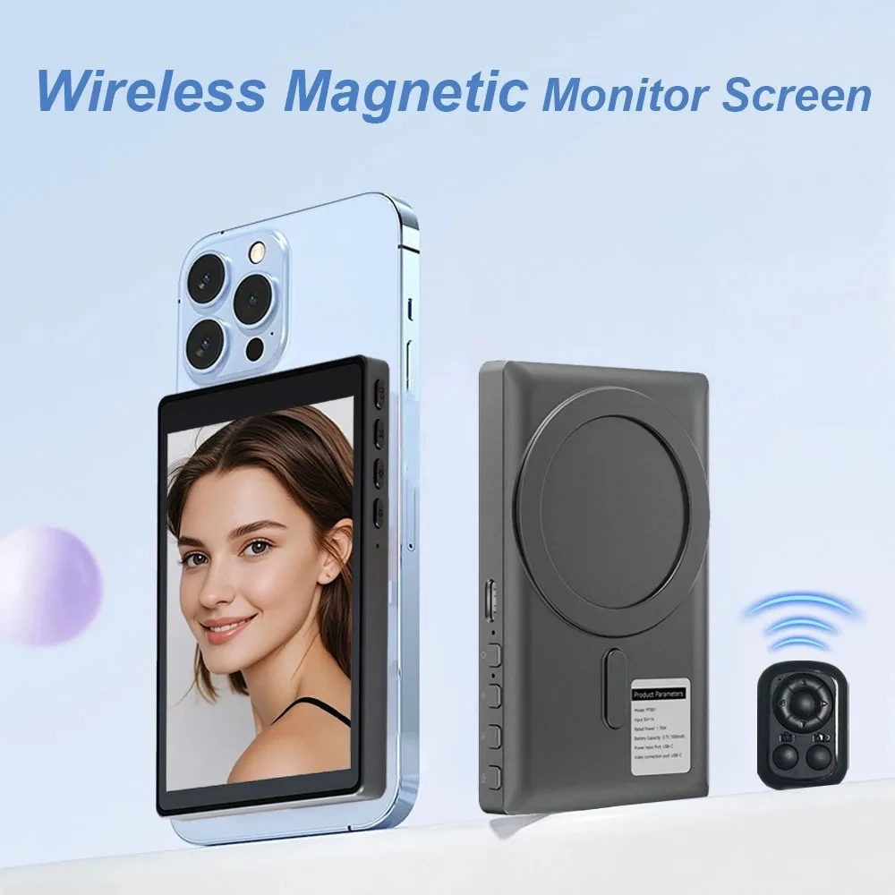 Smartphone Wireless Magnetic Monitor Screen For Smartphone Vlog Live Stream Video Recording Outdoor Selfie Assistanc