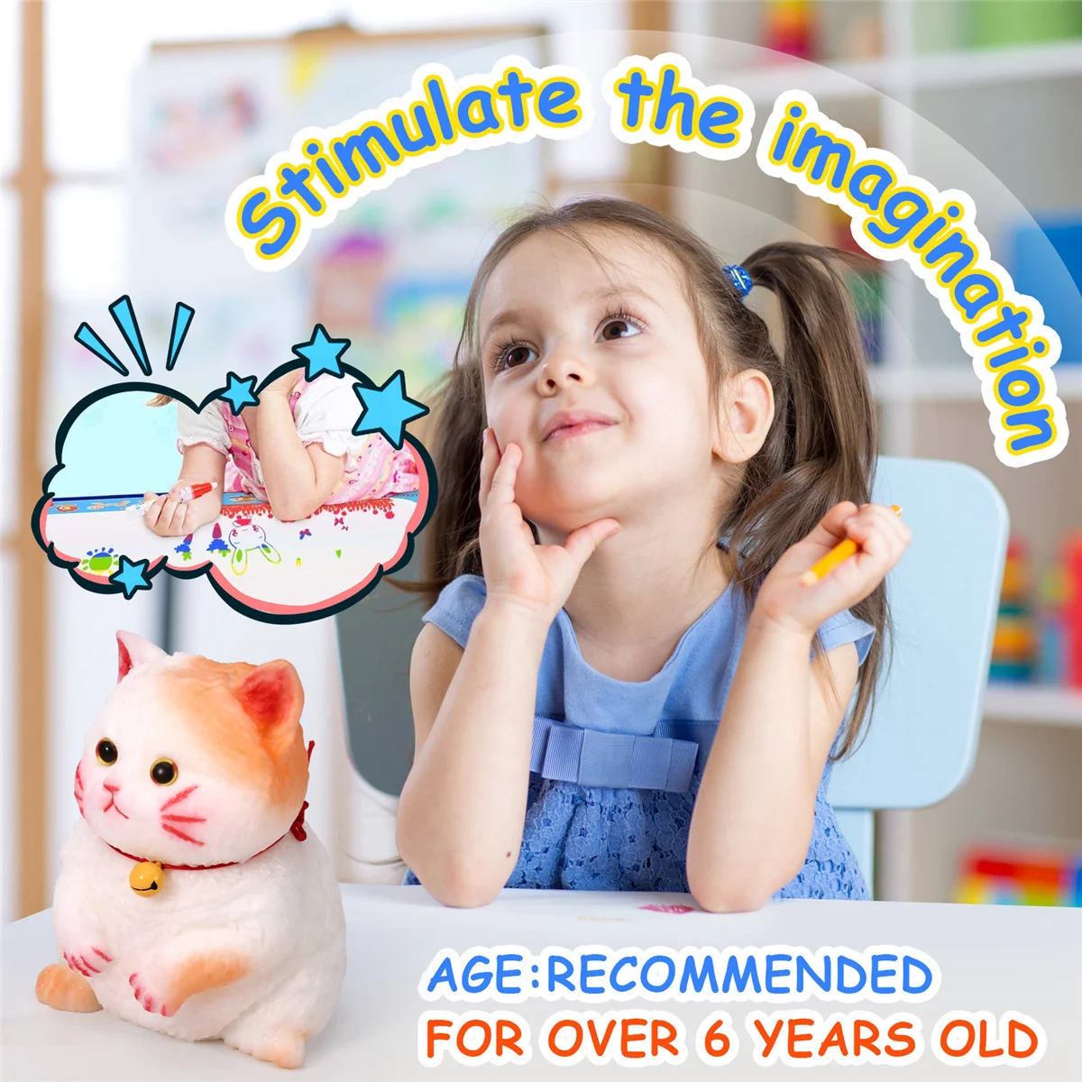 BAAU Medium Squishy Cat Toys Stress Relief Cat Squishy Toys Funny Soft Stress Toy Gifts,C