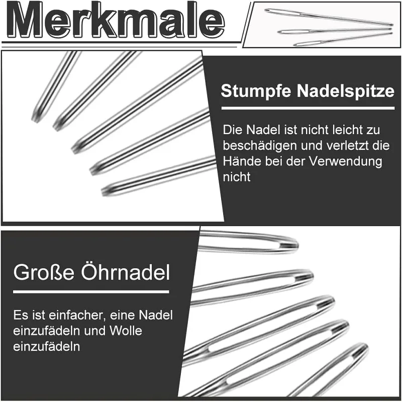LETAO 25 stuks naaigaaldenset voor handwerk, 5 maten grote ogen naalden naainaalden met puntige naaldenset LETAO 25 stuks naaigaaldenset voor handwerk, 5 maten grote ogen naalden naainaalden met puntige naaldenset