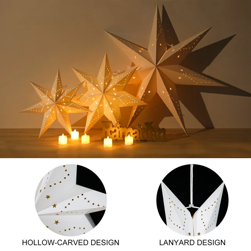 30–75 cm hohler Stern-hängender Anhänger Eid Mubarak Weihnachten Ramadan Dekoration 2025, islamische muslimische Party-Dekoration, Ramadan Kareem Geschenk – Detail 7