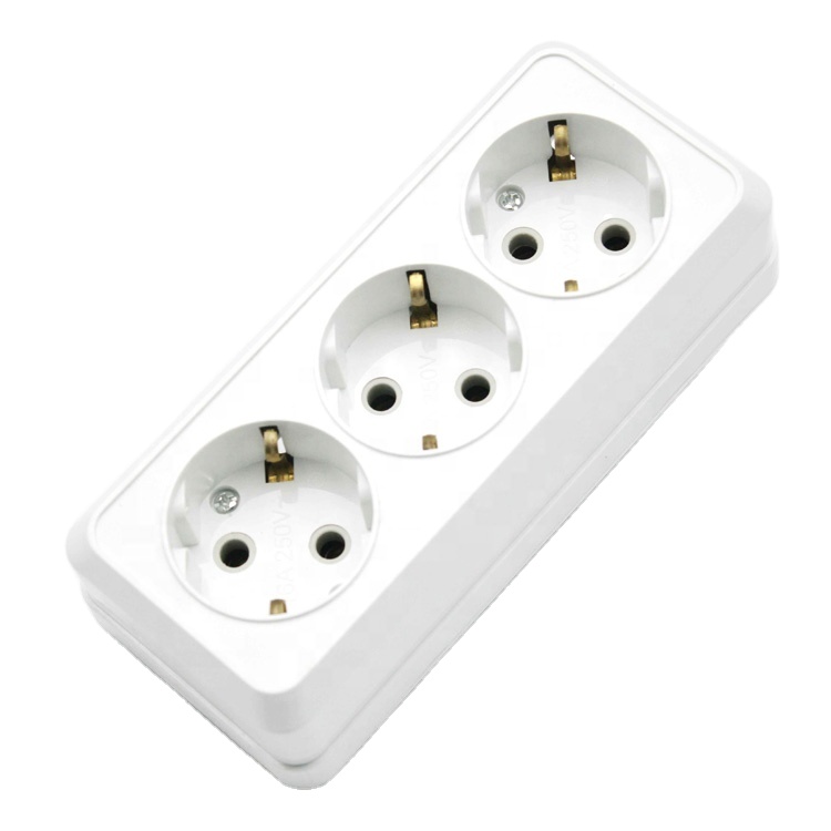 Surface type Schuko Wall Socket European Wall Socket 3 gang socket 2P+E