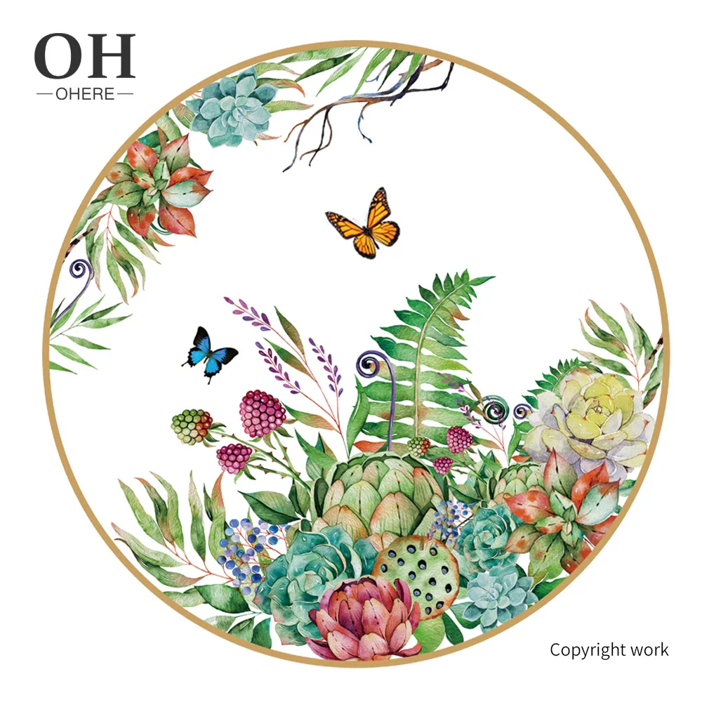

European and American-Style Fresh Bone China Salad Bowl Dish & Plate Modern Home Flower Green Plant Ceramic Plate