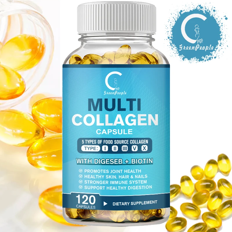 GreenPeople Multi Collagen Biotin Capsules Immune Digestive Bone&Joints