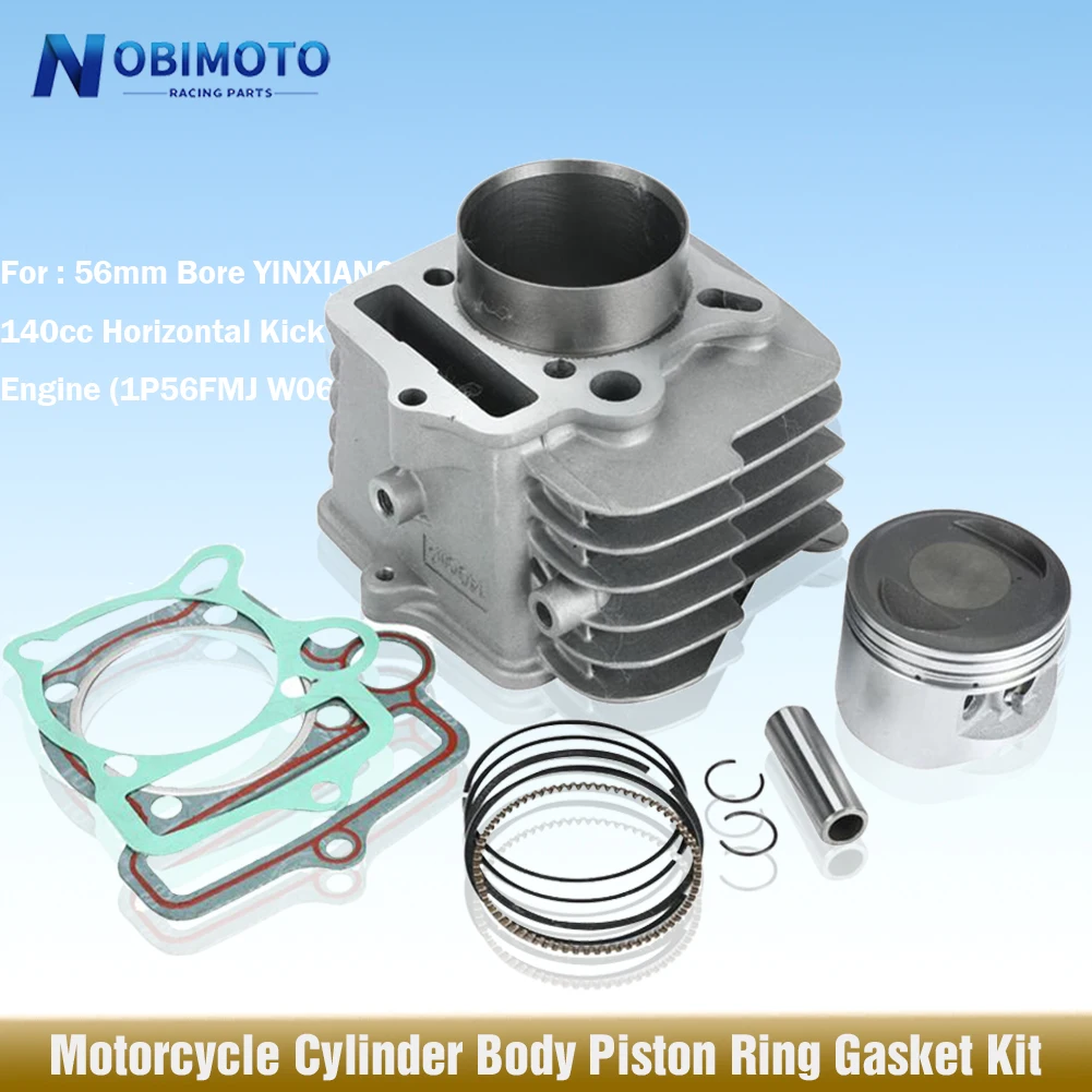 

YX 140 Motorcycle Cylinder Body Piston Ring Gasket Kit For 56mm Bore YinXiang 140cc Horizontal Engine Dirt Pit Bike ATV Parts