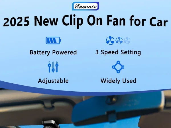 Portable Battery Powered Clip On Fan For Car Visor 360 Rotation_voghion.com
