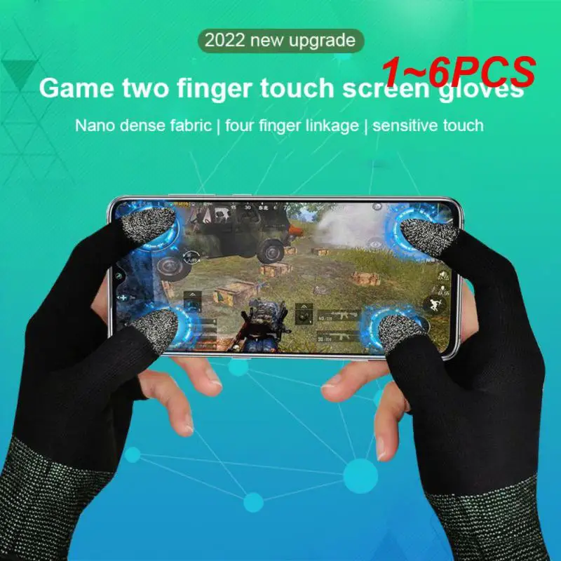 

1~6PCS Two-finger Gaming Finger Sleeves Mobile Game Gloves Sweat-proof Touch Screen Finger Cots Seamless for Mobile Game