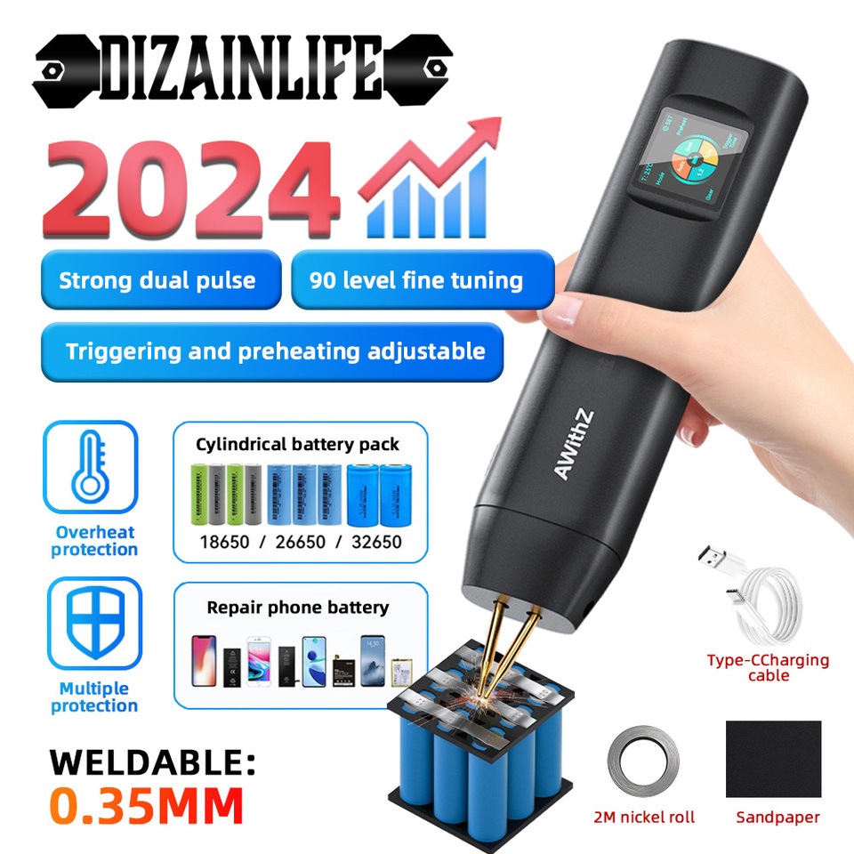 Upgraded H2 H1 Big Color Screen 90 Gears Spot Welder Adjustable Powerful Handheld Digital Spot Welding Machine Auto18650 Battery