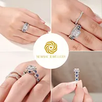 Newshe 3 Pcs Wedding Rings Set for Women 925 Silver 2.6Ct Princess Cut White Blue AAAAA CZ Luxury Bridal Engagement Jewelry - Image 5