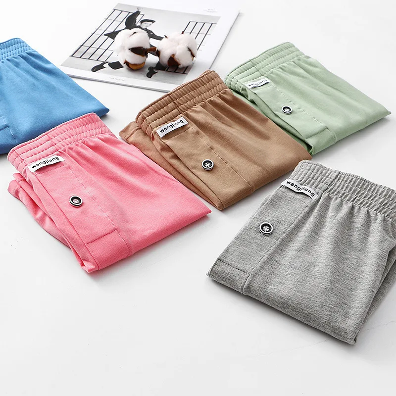 

Summer New Men's Boxers% Cotton Breathable Mid Waist Men's Solid Color Home Shorts Briefs Underwear for Men